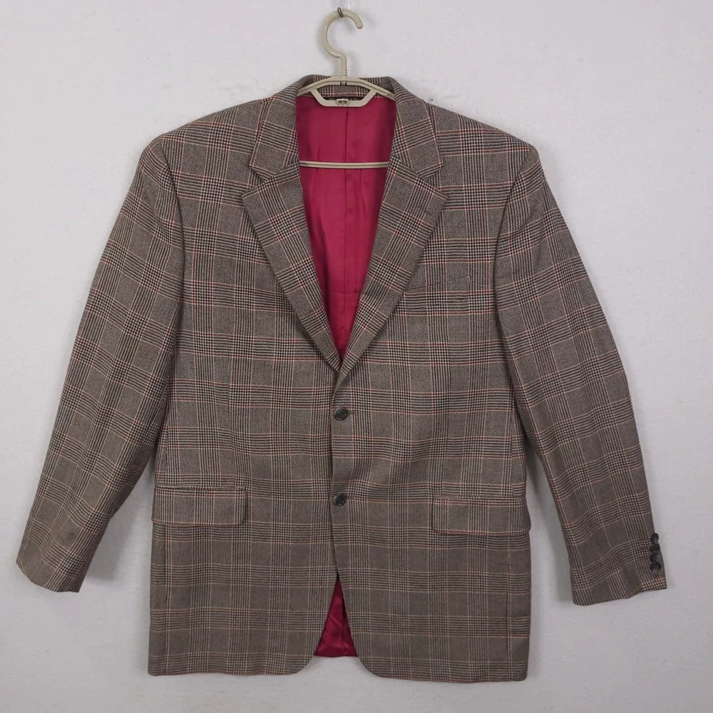 Jack Victor Loro Piana 100% Cashmere Blazer 44L Glen Plaid Luxury Classic Formal